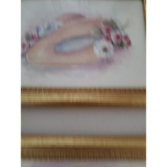 Peggy Abrams Victorian Hats Set of 2 Gold Tone Framed Art Prints - Picture 4 of 8